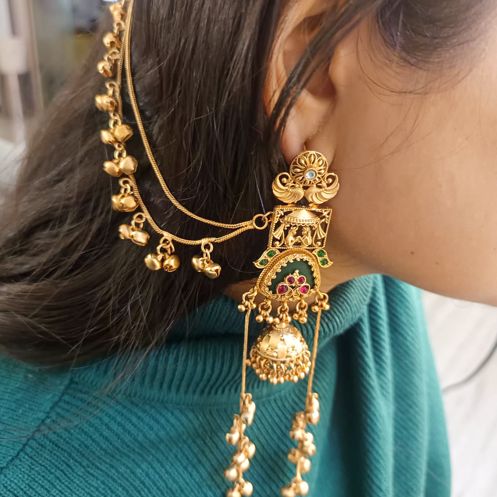 Kashmiri-Antique-Gold-Long-Time-With-Ear-Chain