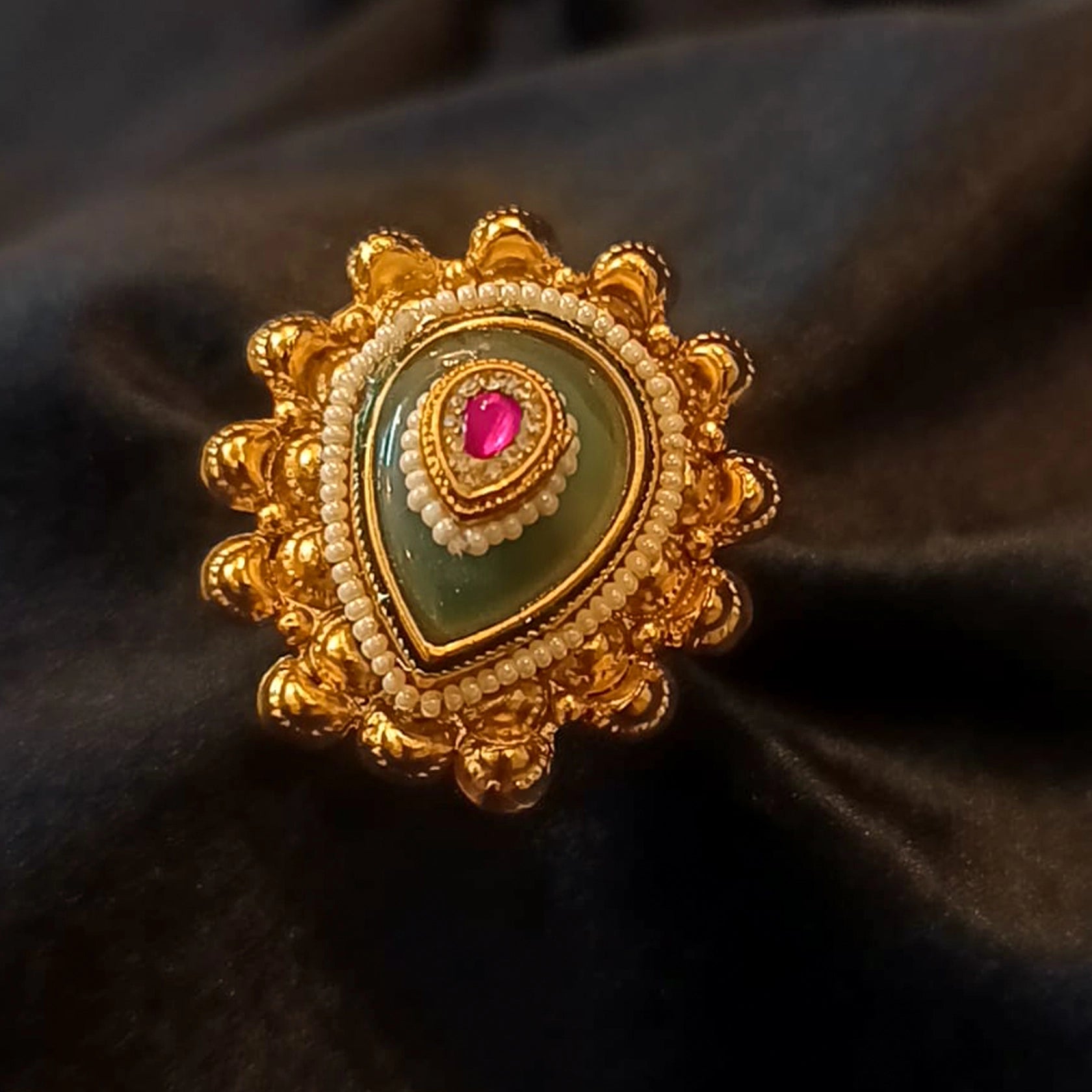 Rajwada-Polki-Adjustable-Ring-Real-Look-Finish