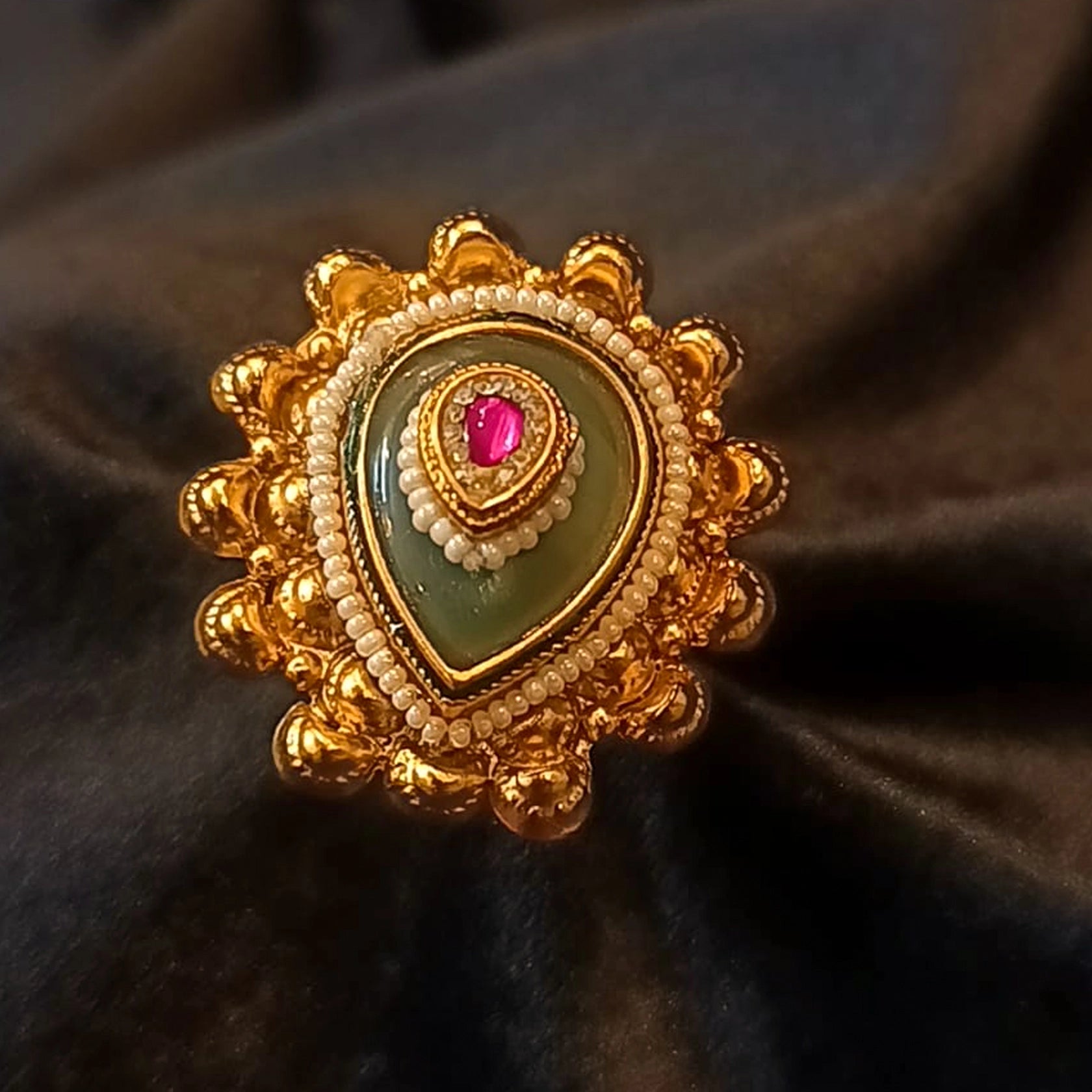 Rajwada-Polki-Adjustable-Ring-Real-Look-Finish