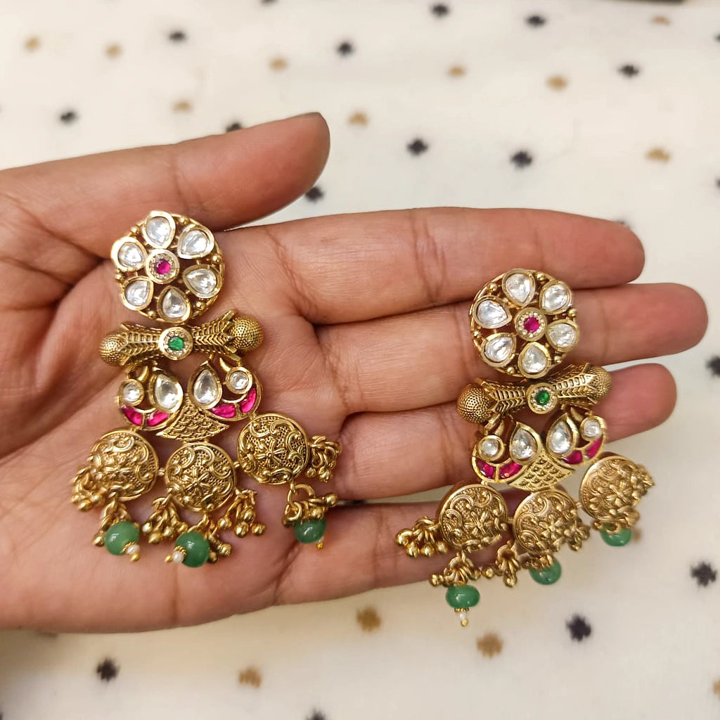 Kundan-Polki-Antique-Gold-Earrings