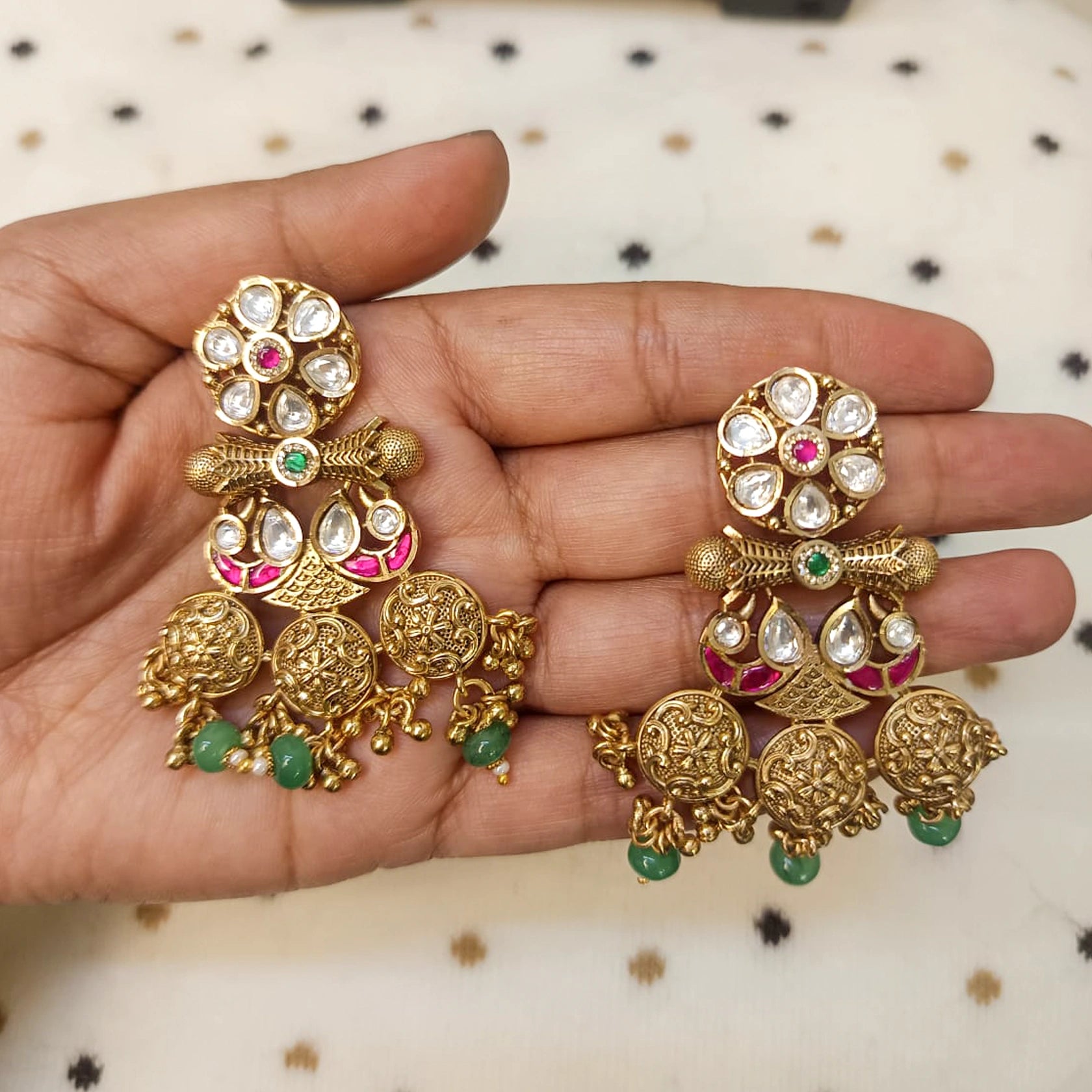 Kundan-Polki-Antique-Gold-Earrings
