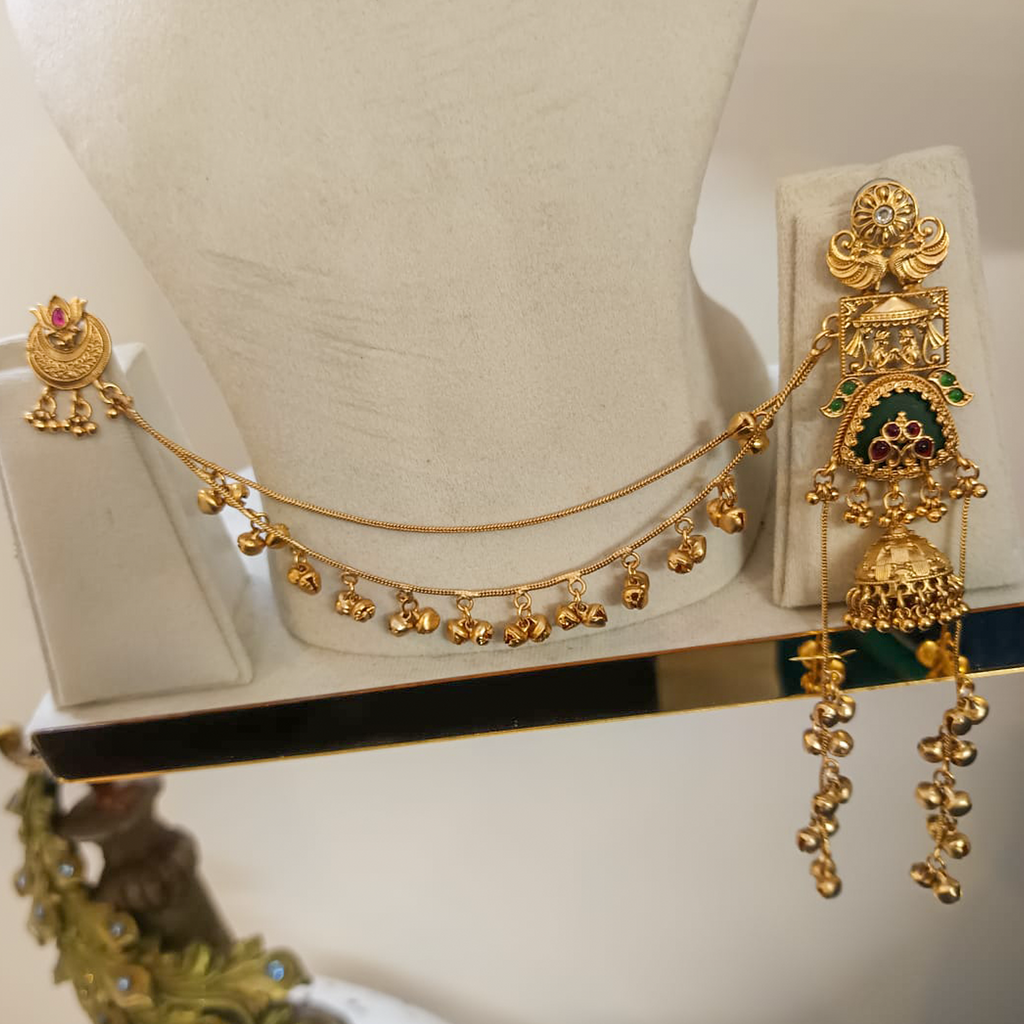 Kashmiri-Antique-Gold-Long-Time-With-Ear-Chain