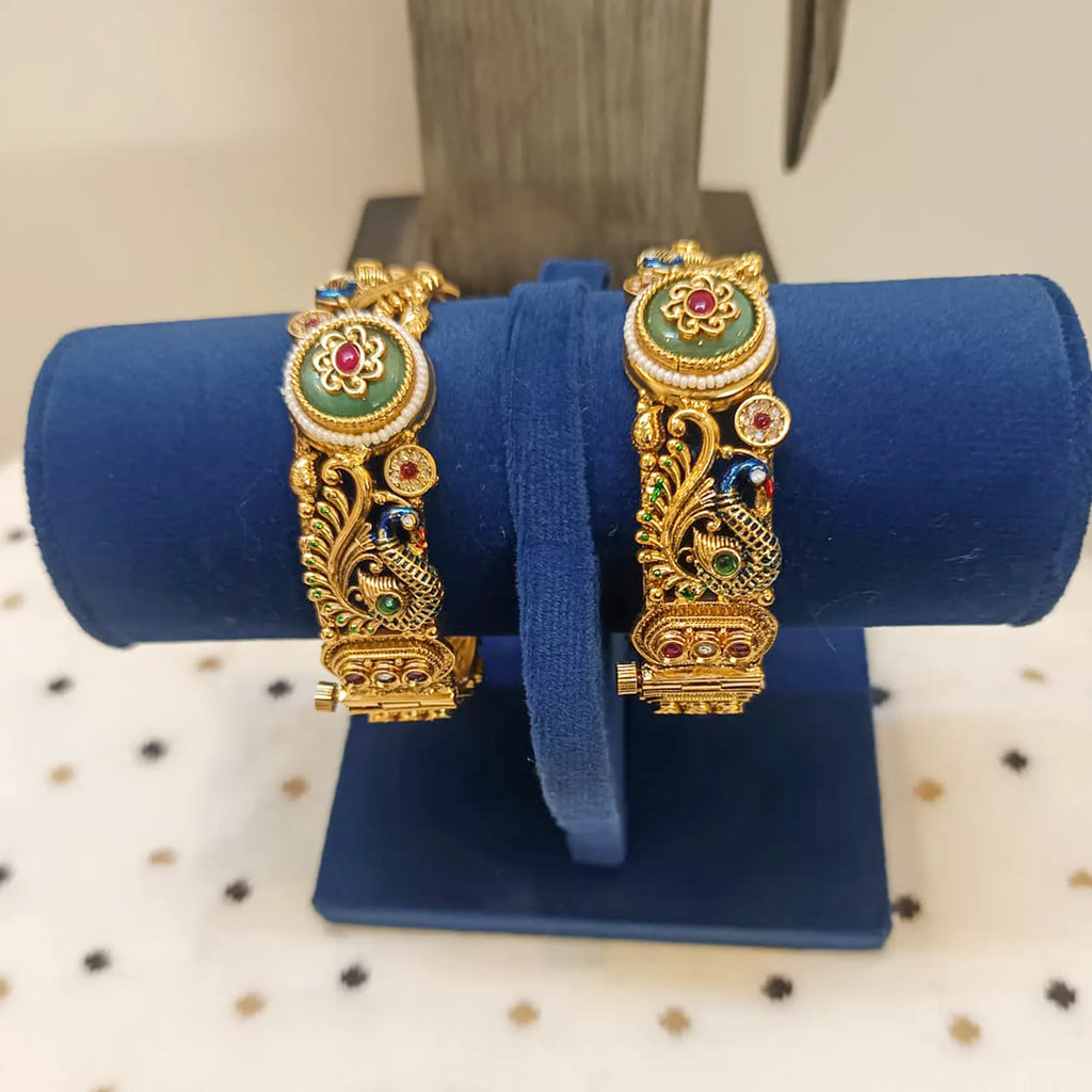 Antique-Gold-Polki-Peacock-Kangan-Size-2-7