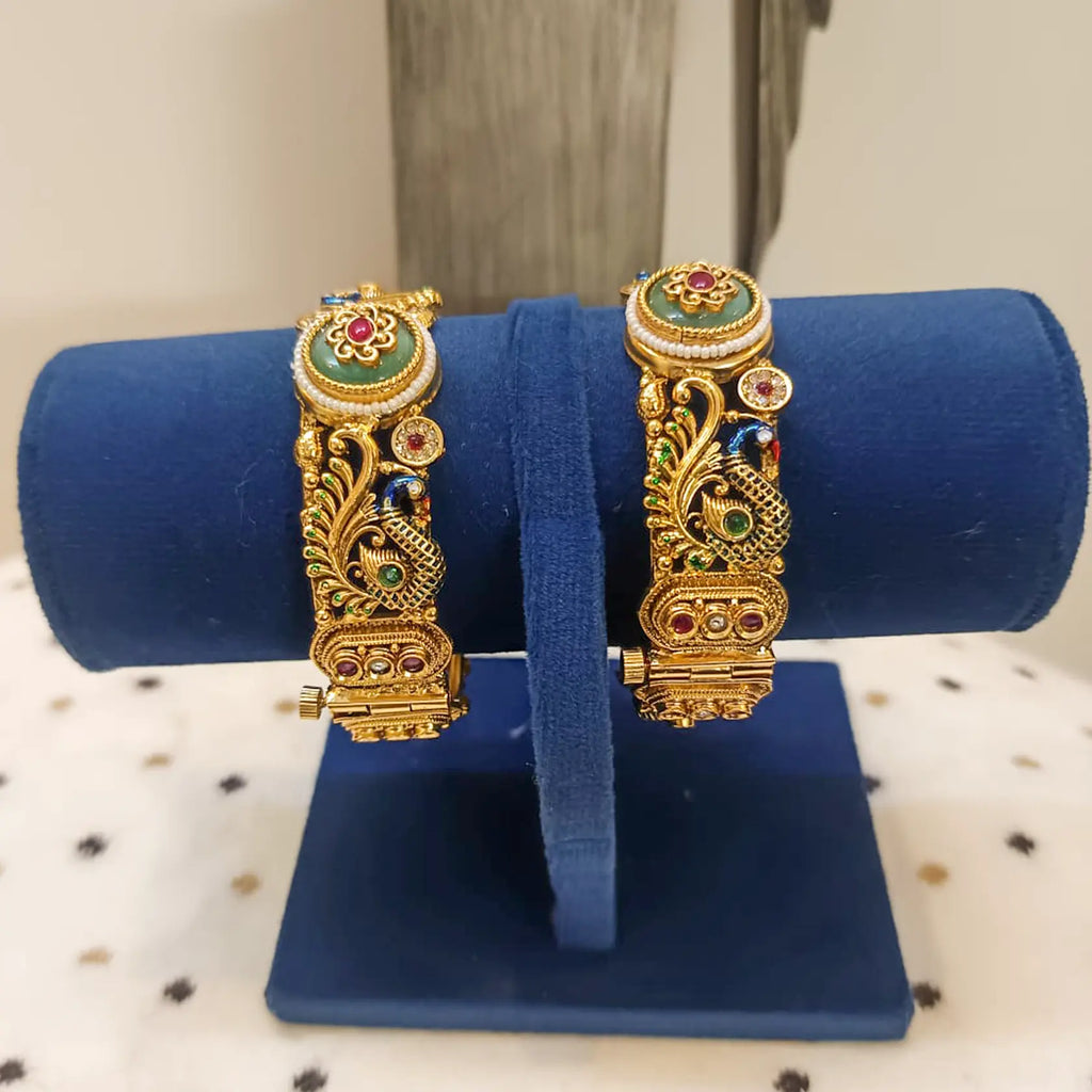 Antique-Gold-Polki-Peacock-Kangan-Size-2-7