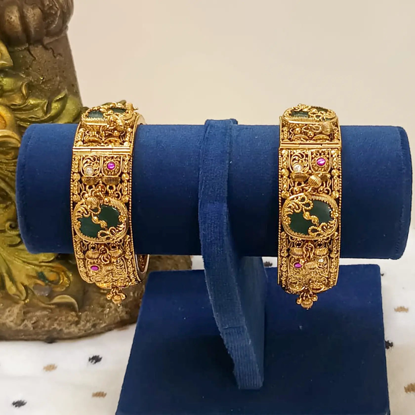 Antique-Gold-Polki-Peacock-Kangan-Size-2-6