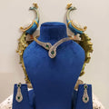 Antique-Mehndi-Polish-Hasli-Necklace-With-Green-Stone-Real-Look-Finish