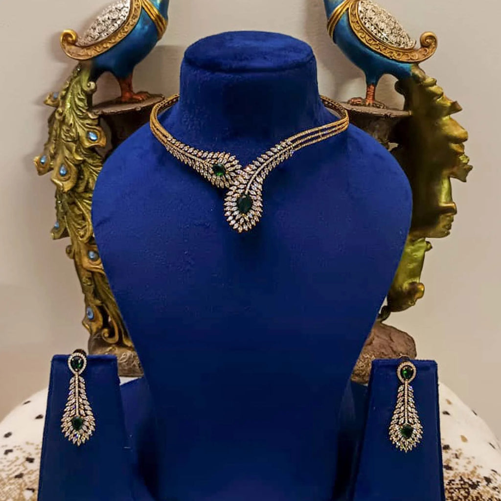 Antique-Mehndi-Polish-Hasli-Necklace-With-Green-Stone-Real-Look-Finish