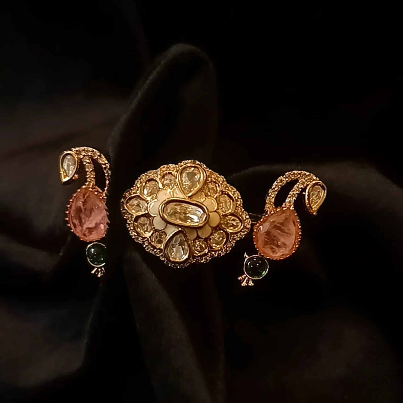 Kundan-Double-Finger-Adjustable-Ring-Premium-Real-Look