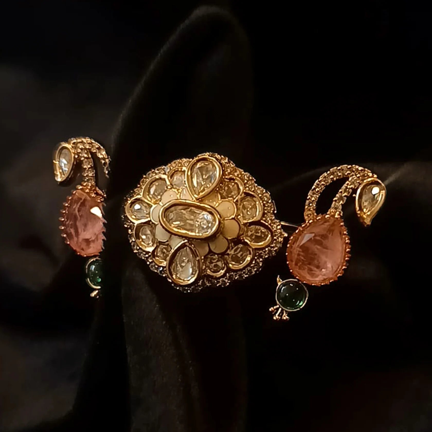 Kundan-Double-Finger-Adjustable-Ring-Premium-Real-Look