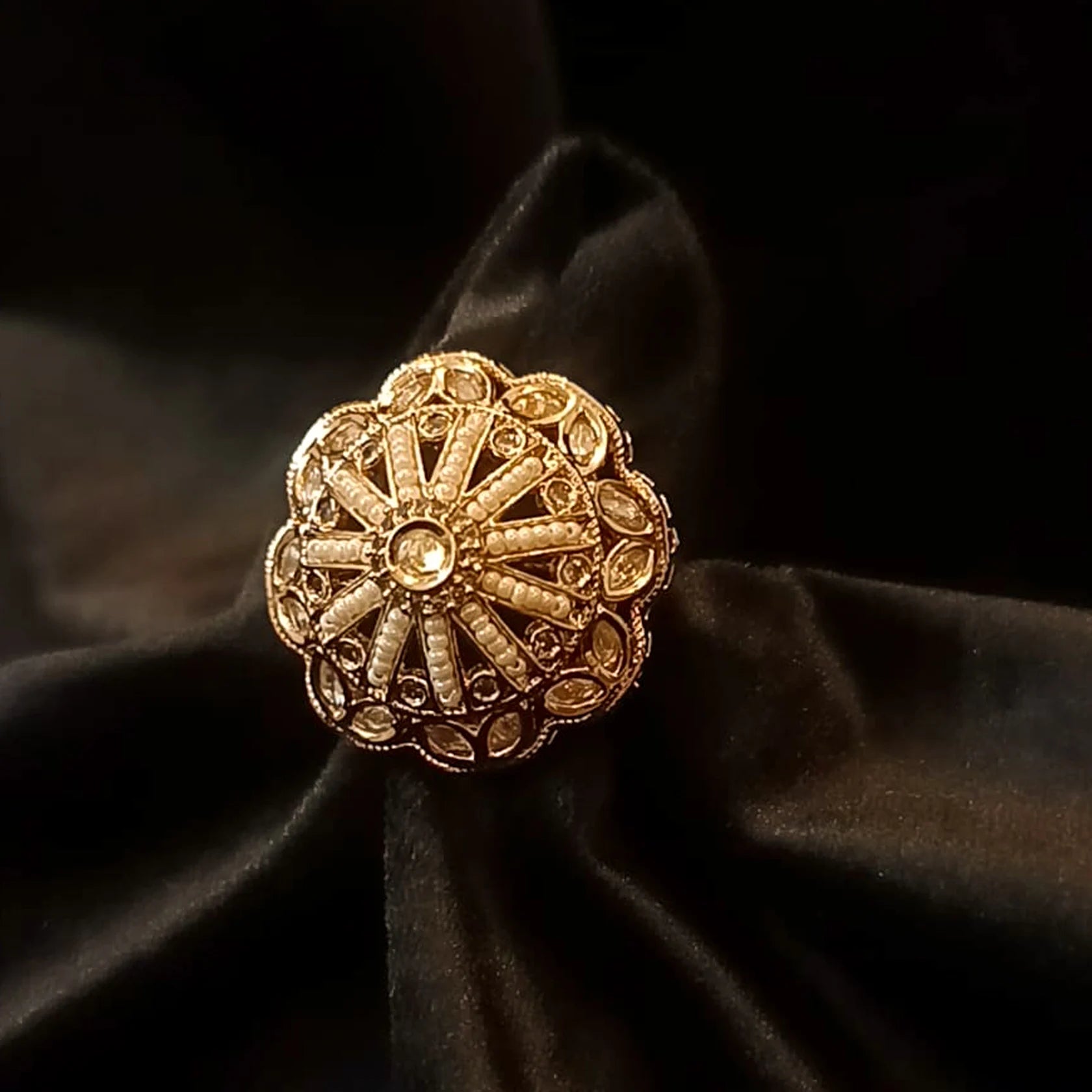 Pearl-Kundan-With-Ad-Adjustable-Ring-Premium-Quality
