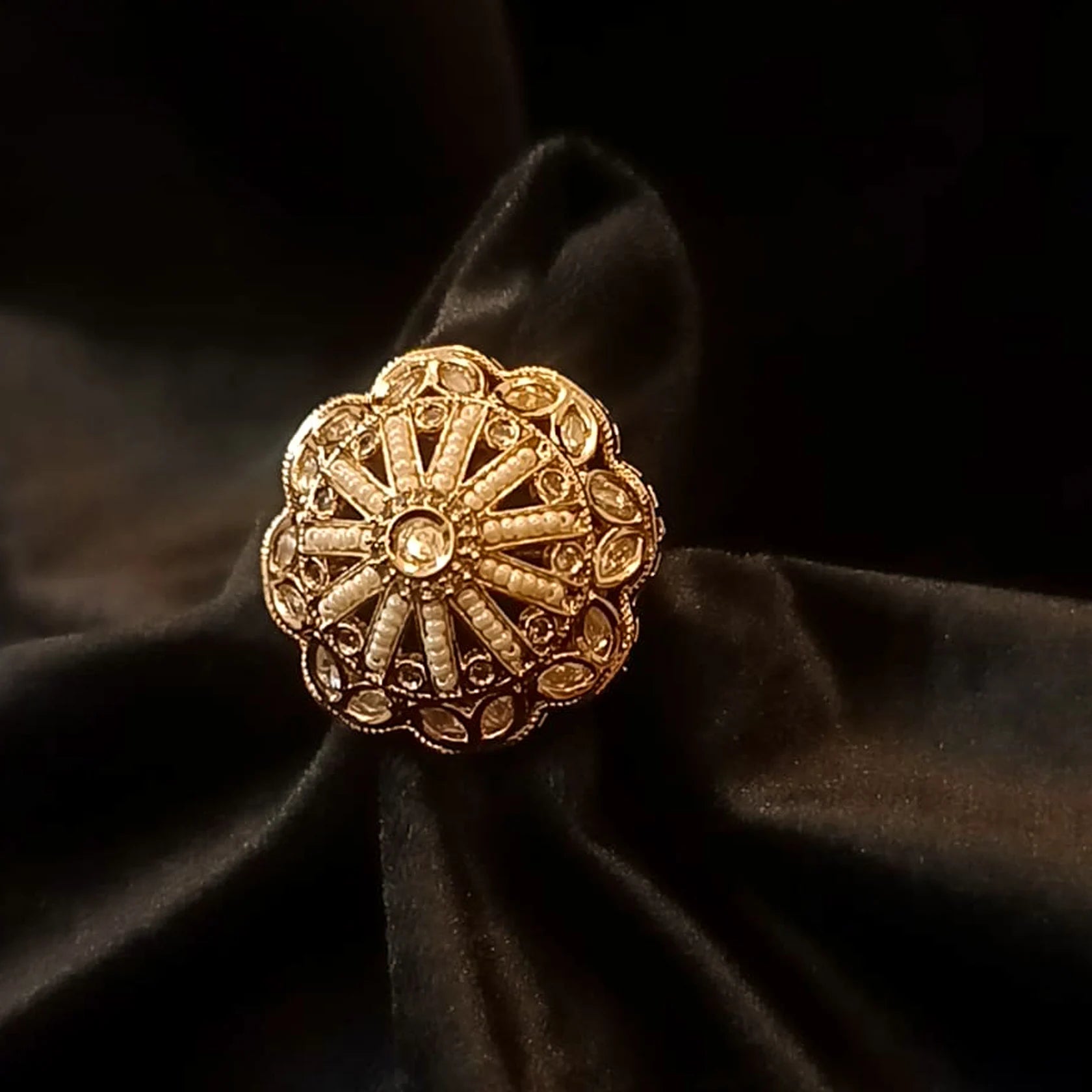 Pearl-Kundan-With-Ad-Adjustable-Ring-Premium-Quality