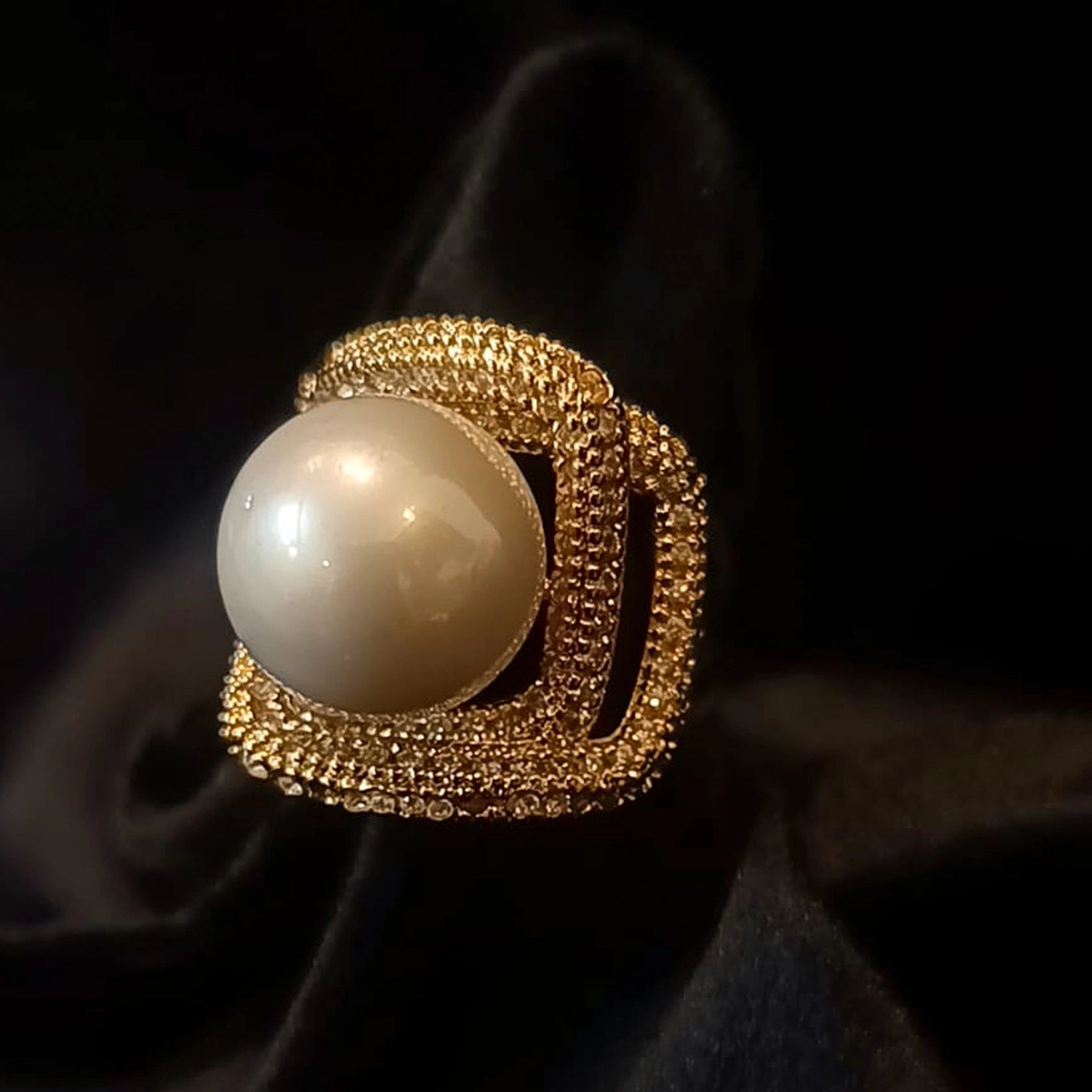 Pearl-With-Diamond-Adjustable-Ring-Premium-Quality