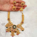 Real-Gold-Look-Rajwada-Elephant-Necklace-Set-With-Jhumki-Earrings