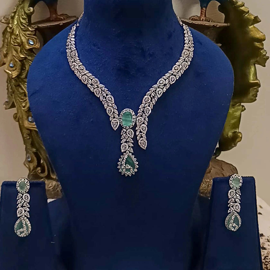 Silver-Alloy-Cz-Stone-Premium-Quality-Necklace-Set-2