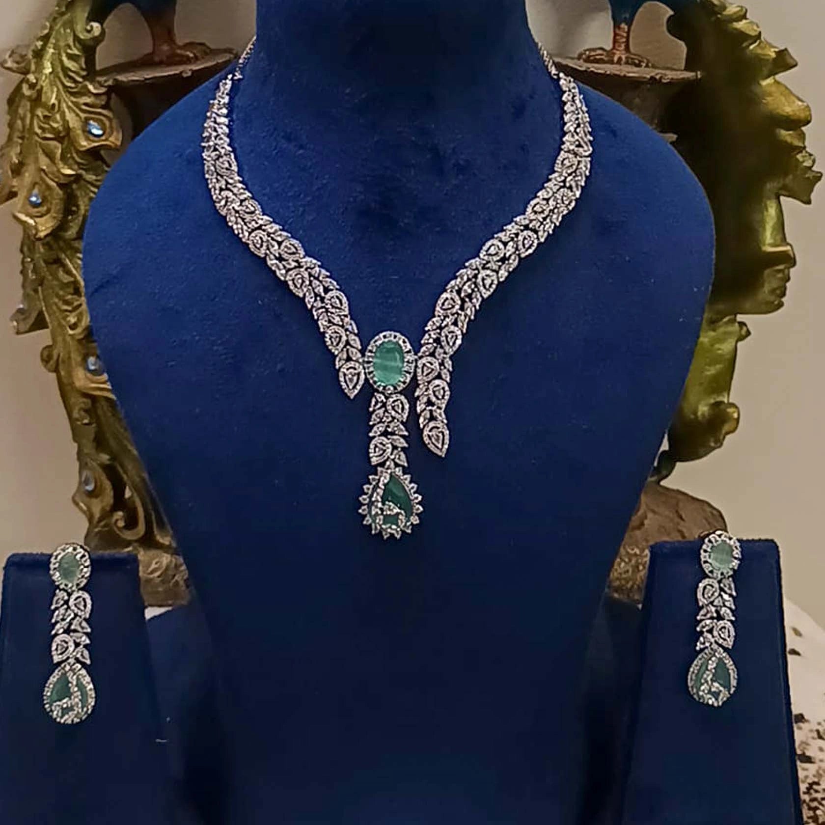 Silver-Alloy-Cz-Stone-Premium-Quality-Necklace-Set-2