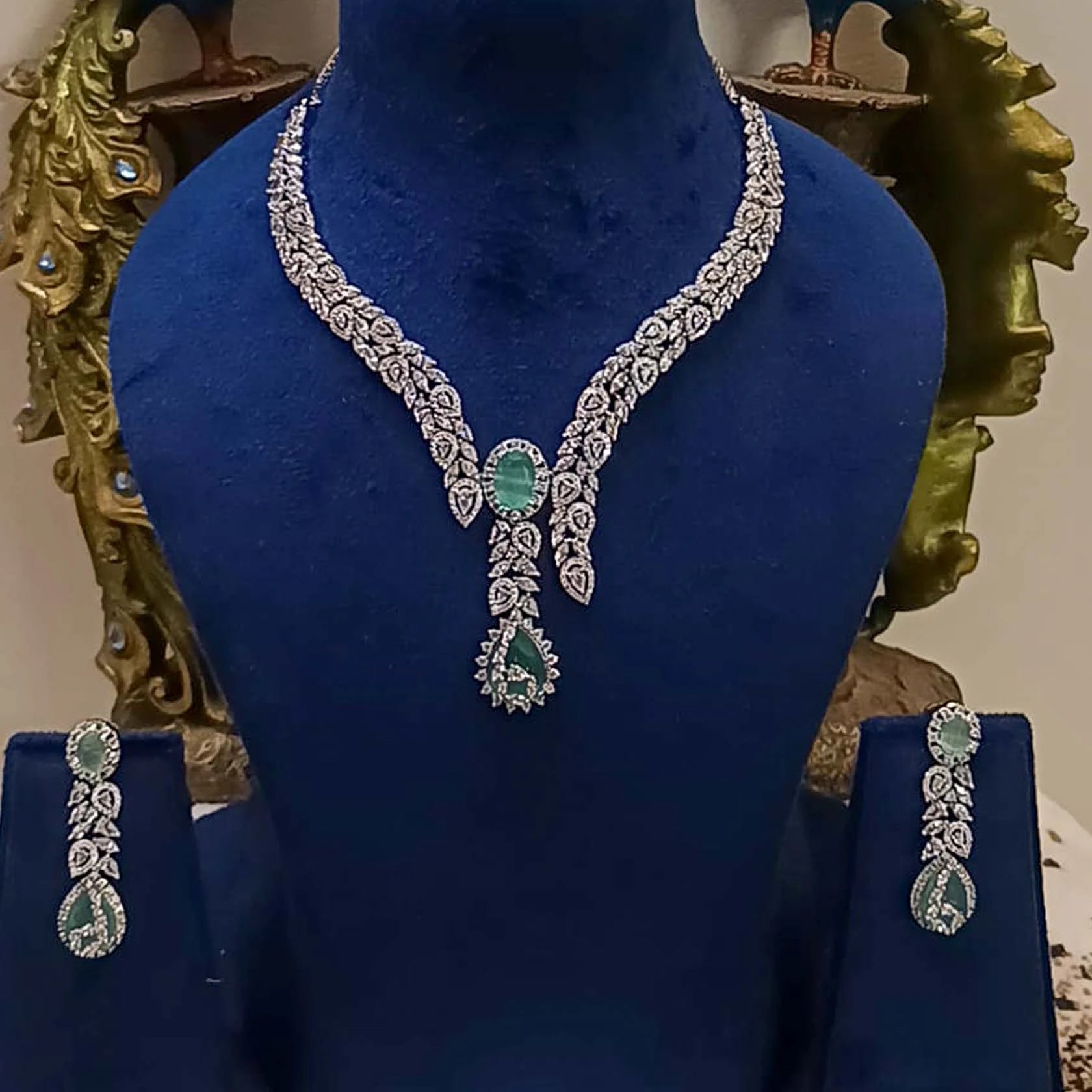 Silver-Alloy-Cz-Stone-Premium-Quality-Necklace-Set-3