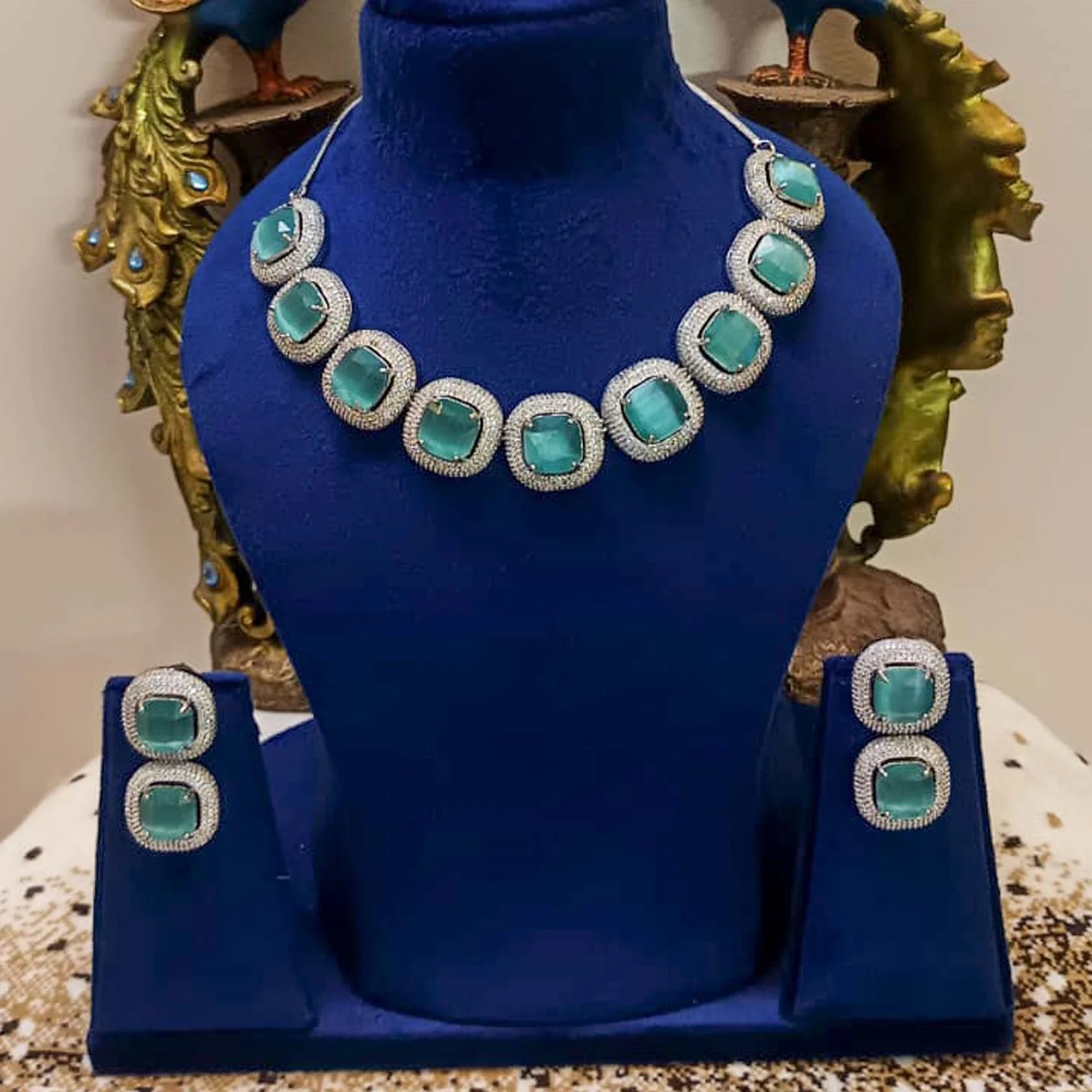 Silver-Alloy-Cz-Stone-Premium-Quality-Necklace-Set-With-Doublet-Stone