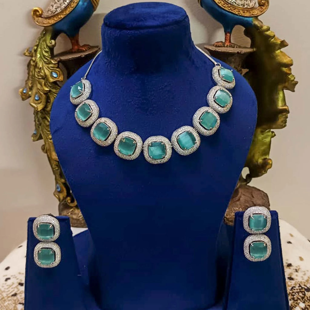 Silver-Alloy-Cz-Stone-Premium-Quality-Necklace-Set-With-Doublet-Stone
