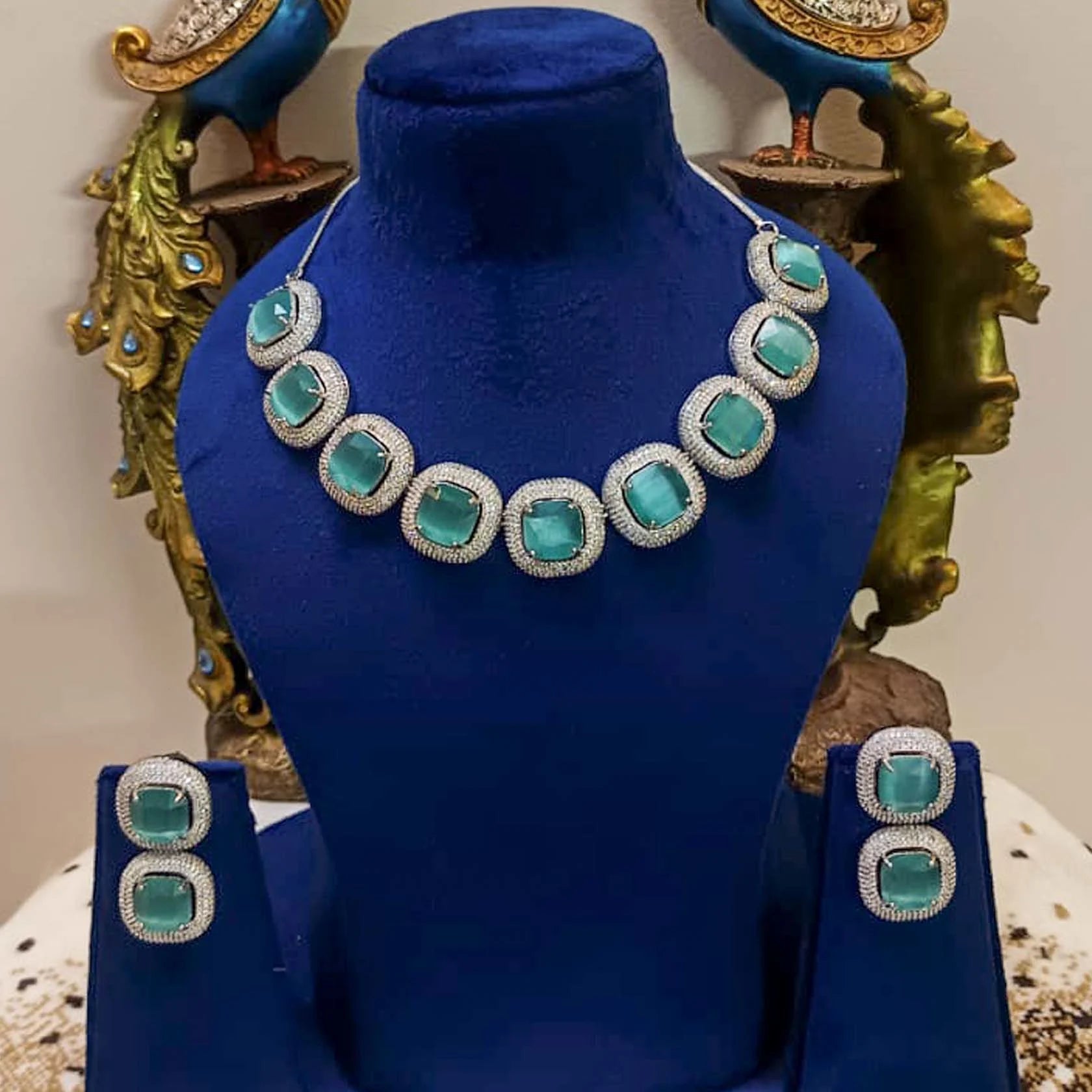 Silver-Alloy-Cz-Stone-Premium-Quality-Necklace-Set-With-Doublet-Stone