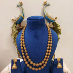 Temple-Jewellery-Matar-Mala-Necklace-Set-With-Jhumki-Earrings-Real-Gold-Look