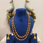 Temple-Jewellery-Matar-Mala-Necklace-Set-With-Jhumki-Earrings-Real-Gold-Look