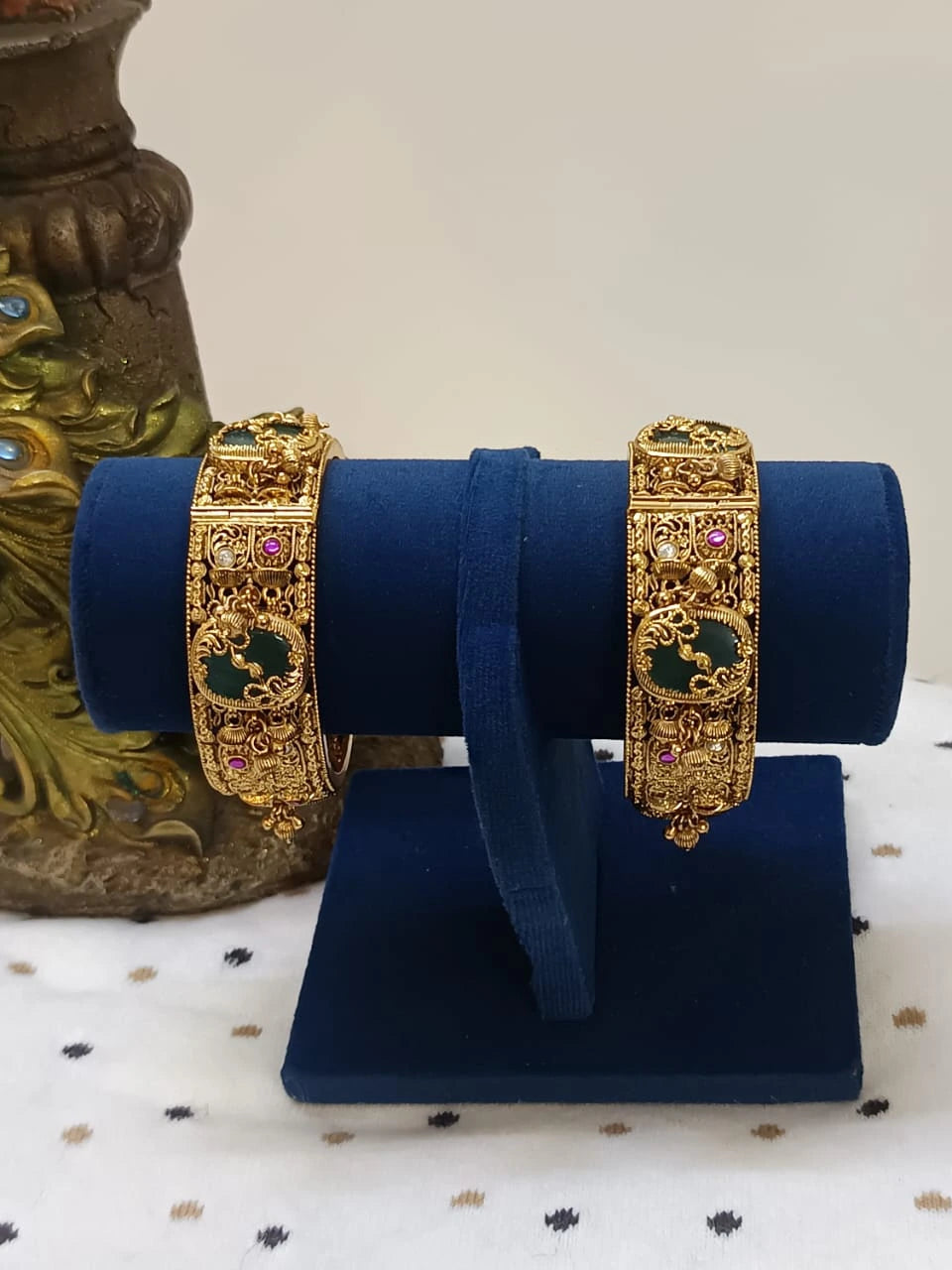 Antique-Gold-Polki-Peacock-Kangan-Size-2-6