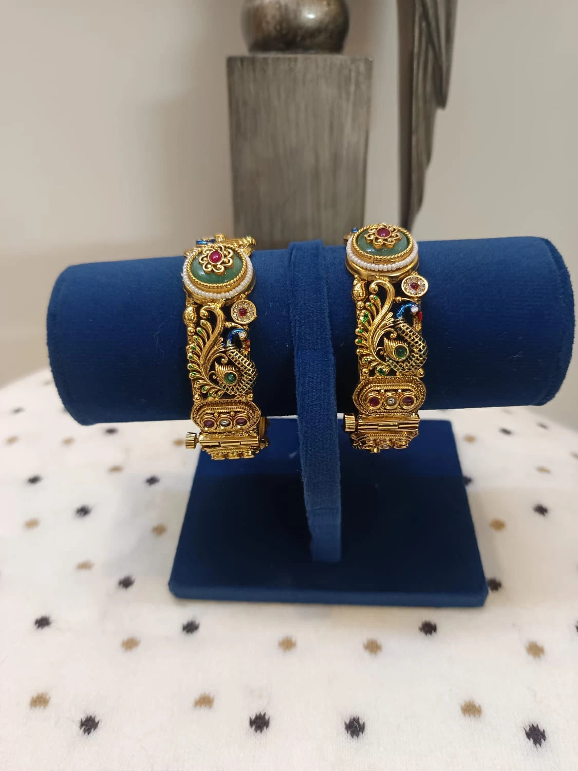 Antique-Gold-Polki-Peacock-Kangan-Size-2-7