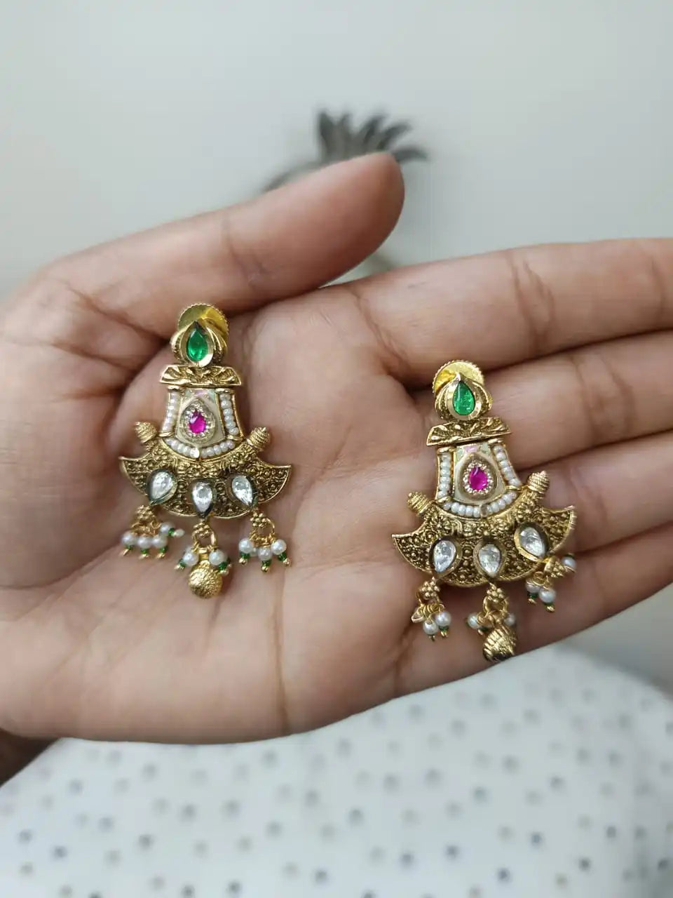 Real-Gold-Look-Kundan-Polki-Earrings