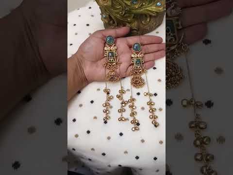 Kashmiri-Antique-Gold-Long-Jhumka