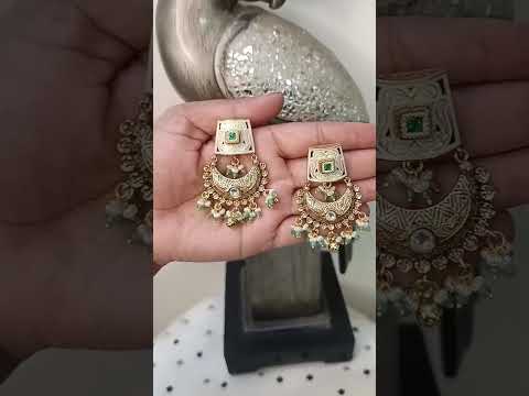 Antique-Gold-Polki-Chandbali-Earrings