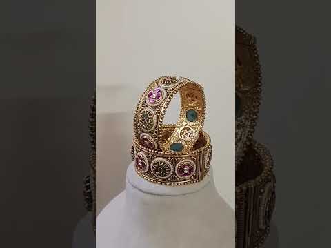 Antique-Gold-Finish-Polki-Kangan-Size-2-6