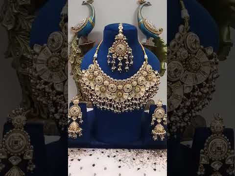 Bridal-Look-Rajwada-Real-Look-Jewellery-Set-With-Ear-Chain-Amp-Maang-Tikka