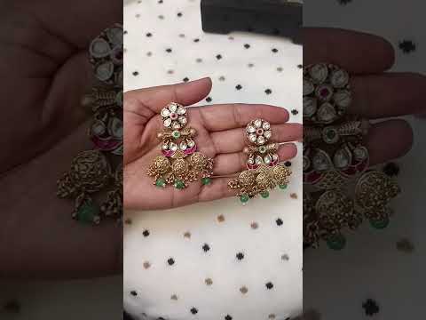 Kundan-Polki-Antique-Gold-Earrings